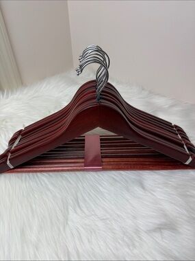 Brookstone Premium Wooden Suit Hangers in Dark Mahogany Cherry - Set of 10